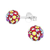 Ohrstecker Discokugel metallic-pinken Zirkoniasteinchen...
