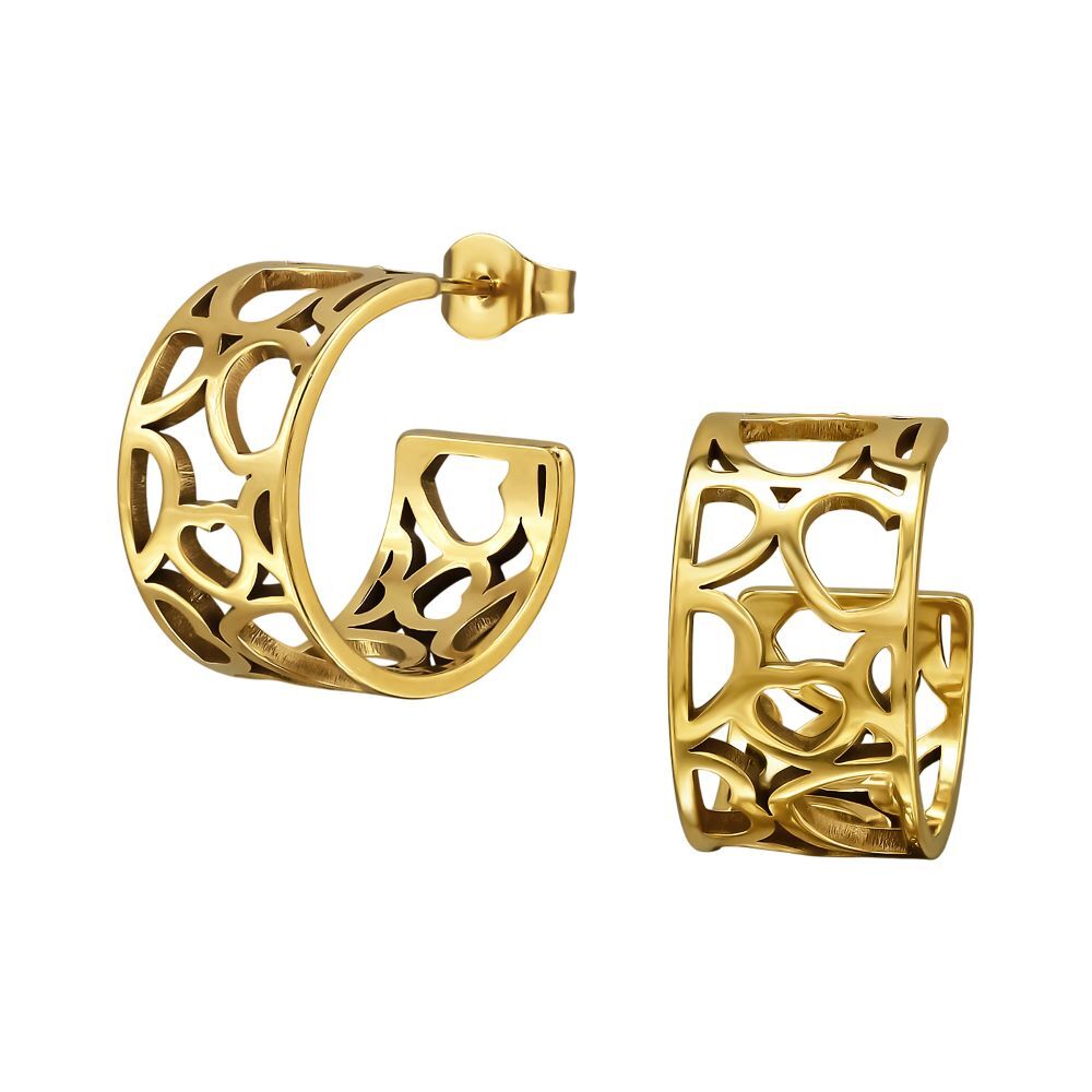 Halbcreolen Cut Out Herzen gold aus Edelstahl Damen