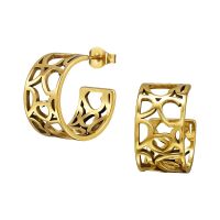 Halbcreolen Cut Out Herzen gold aus Edelstahl Damen