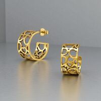 Halbcreolen Cut Out Herzen gold aus Edelstahl Damen