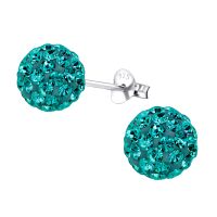 Ohrstecker Discokugel Blue Zircon Silber Multikristall...