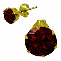 Ohrstecker roter Kristall Gold aus Edelstahl Unisex