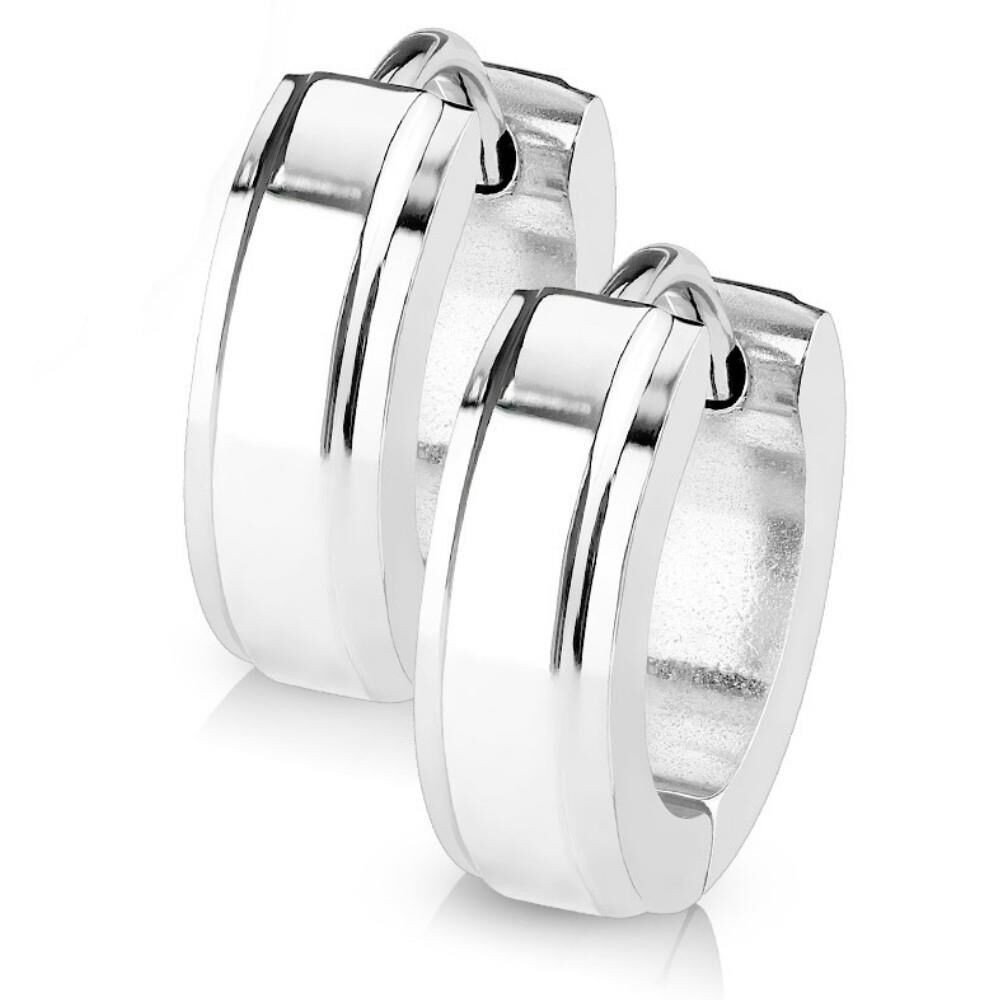 Creolen hochglanzpoliert mit zwei Außenringen Silber Edelstahl Unisex