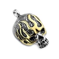 Anh&auml;nger Skull Totenkopf mit Flammen-Optik Silber...