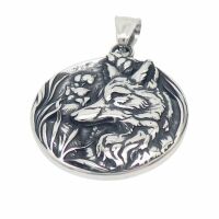 Anh&auml;nger Amulett Fuchsdame Silber aus Edelstahl Unisex