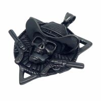 Anh&auml;nger Cowboy Skull Schwarz aus Edelstahl Unisex