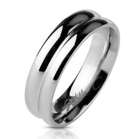 60 (19.1) Ring zweireihig Silber aus Edelstahl Unisex