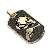 Anh&auml;nger Dog Tag mit Skull und Revolver gold aus...