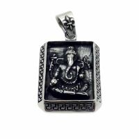 Anh&auml;nger indischer Gott Ganesha Silber aus Edelstahl...
