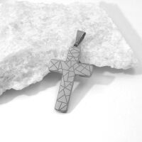 Anhänger Kreuz geometrisches Muster Silber aus...