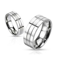 52 (16.6) Ring dreireihig Silber aus Edelstahl Unisex