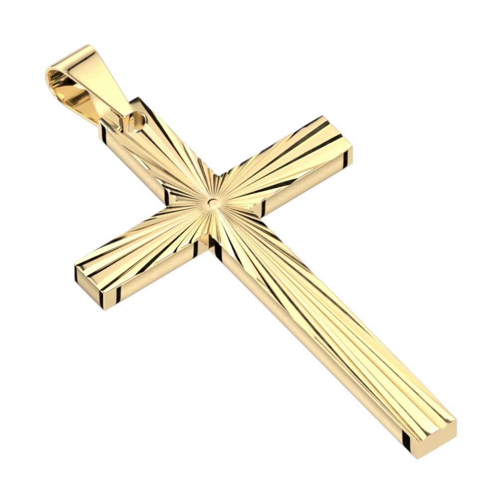 Anhänger goldfarbenes Kreuz massiv mit Gravur aus Edelstahl, 21,99 €