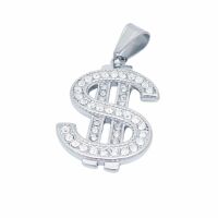 Anhänger Dollarzeichen $$$ mit Kristall Silber aus Edelstahl Unisex