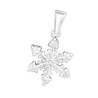 Anh&auml;nger Silberne Schneeflocke mit 7 Kristallen besetzt aus Echtsilber