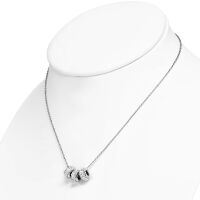 Kette drei Kristallbeads Silber aus Edelstahl Unisex