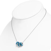 Kette 3 blaue Kristallbeads Silber aus Edelstahl Unisex