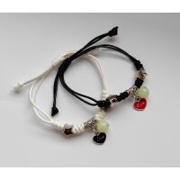 Pärchen-Armband Love leuchtende Kugeln Schwarz/Weiß Nylon Unisex