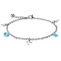 Bettelarmband Kreuz mit blauem Kristall Silber aus Edelstahl f&uuml;r Damen