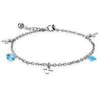 Bettelarmband Kreuz mit blauem Kristall Silber aus...