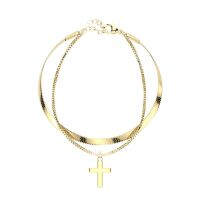 Doppelarmband Kreuz Gold aus Edelstahl Damen