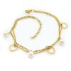 Bettelarmband mit Perlen und Herzen Gold aus Edelstahl für Damen