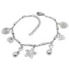 Bettelarmband Wirbel, Kugeln & Blümchen Silber aus Edelstahl Damen