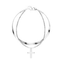 Doppelarmband Kreuz Silber aus Edelstahl Damen