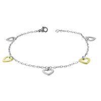 Bettelarmband offene Herzen Silber aus Edelstahl Damen