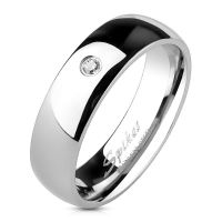 52 (16.6) Ring schmal mit Kristall Silber aus Edelstahl...