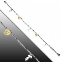 Bettelarmband Schlüssel & Kristall Silber aus Edelstahl Damen