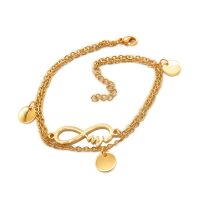 Bettelarmband Infinity und Heartbeat gold aus Edelstahl...