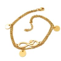 Bettelarmband Infinity und Herzschloss gold aus Edelstahl...