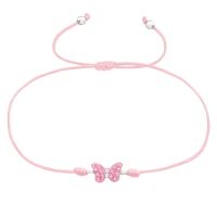 Stoffarmband pinker Schmetterling aus 925 Silber Kinder