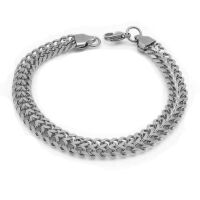 Armband Panzerkette flach gewebt silber aus Edelstahl Unisex