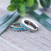 Creolen schmal mit Kristallen Edelstahl Damen