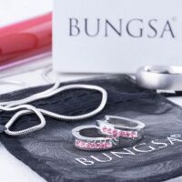 Creolen schmal mit Kristallen Edelstahl Damen