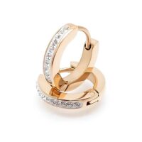 Creolen schmal mit Kristallen Edelstahl Damen