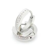 Creolen schmal mit Kristallen Edelstahl Damen