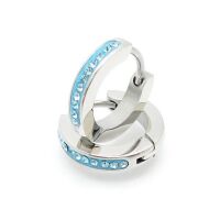 Creolen schmal mit Kristallen Edelstahl Damen