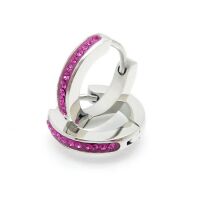 Creolen schmal mit Kristallen Edelstahl Damen