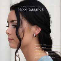 Creolen schmal mit Kristallen Edelstahl Damen