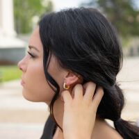 Creolen schmal mit Kristallen Edelstahl Damen