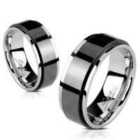 Spinner-Ring Silber-Schwarz aus Edelstahl Unisex 49-72