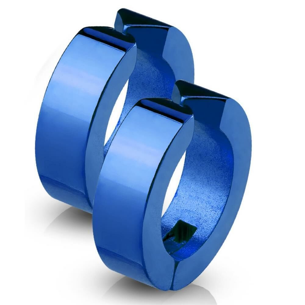 Blau - Creolen klassisch aus Edelstahl Unisex