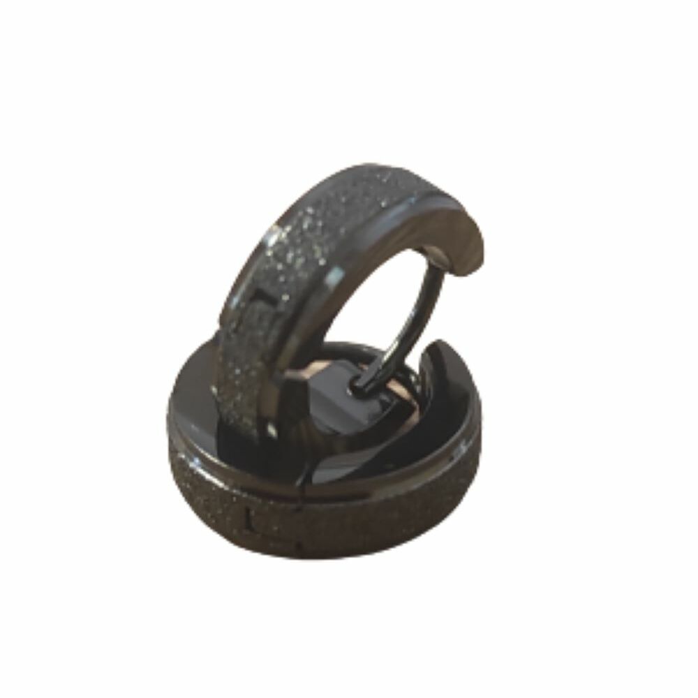 Schwarz - Creolen sand-gestrahlt 4mm aus Edelstahl Damen