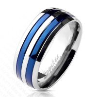 52 (16.6) - Ring Streifen Blau aus Titan Unisex