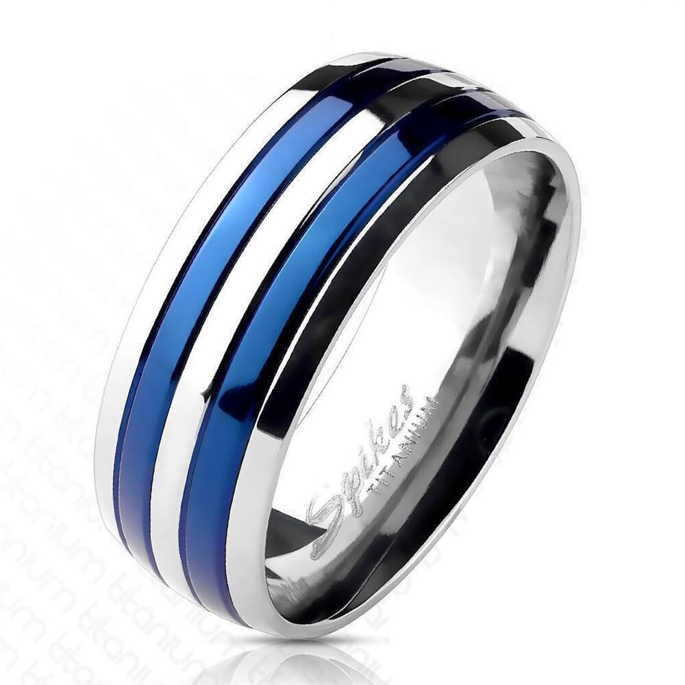 54 (17.2) - Ring Streifen Blau aus Titan Unisex