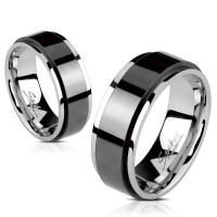54 (17.2) Spinner-Ring Silber-Schwarz 6mm aus Edelstahl Unisex 49-72
