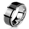 62 (19.7) Spinner-Ring Silber-Schwarz 8mm aus Edelstahl Unisex 49-72