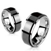 62 (19.7) Spinner-Ring Silber-Schwarz 8mm aus Edelstahl Unisex 49-72